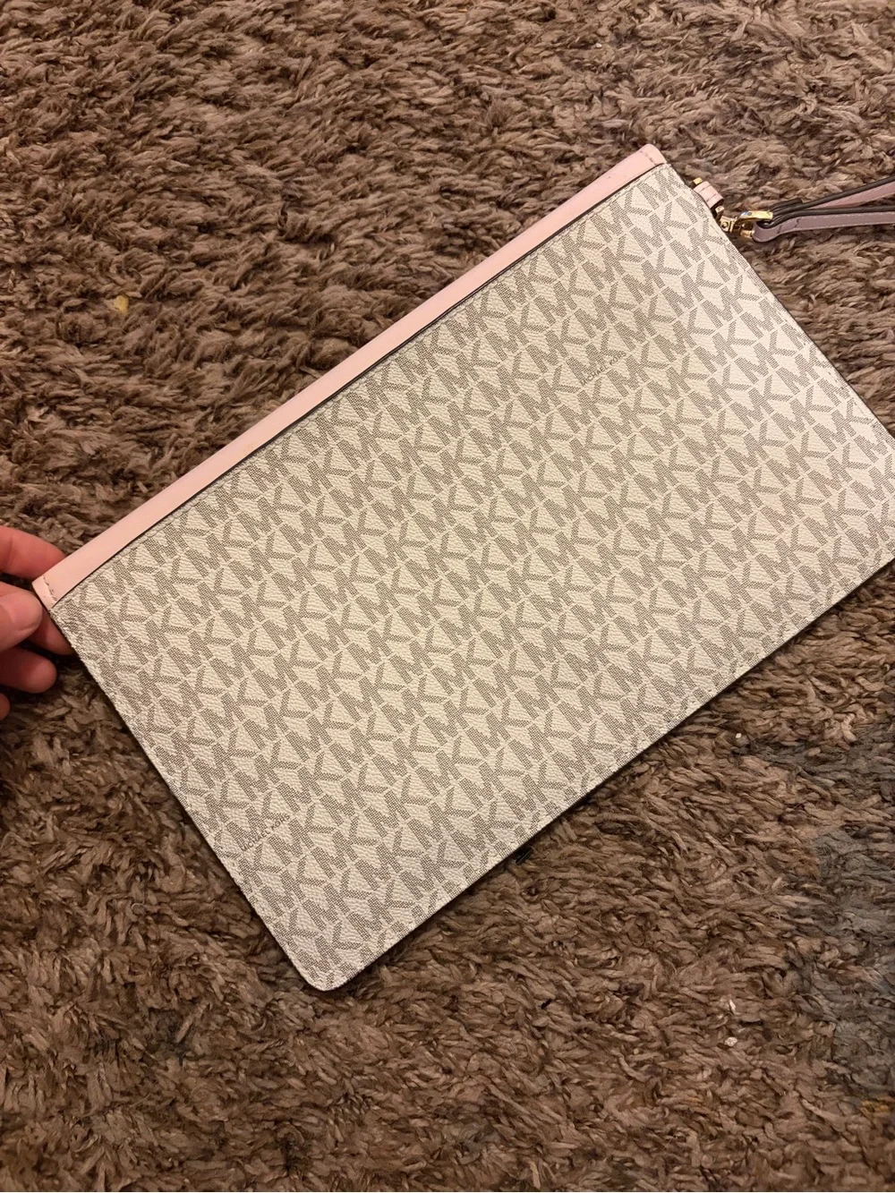Michael Kors Pink and Beige MK Logo Clutch - Picture 4 of 5
